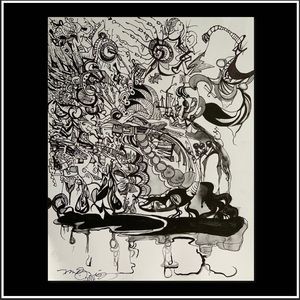 Original art ink drawing abstract signed
